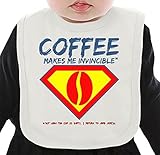 Coffee makes me invincible ネクタイを有する有機ビブ Medium