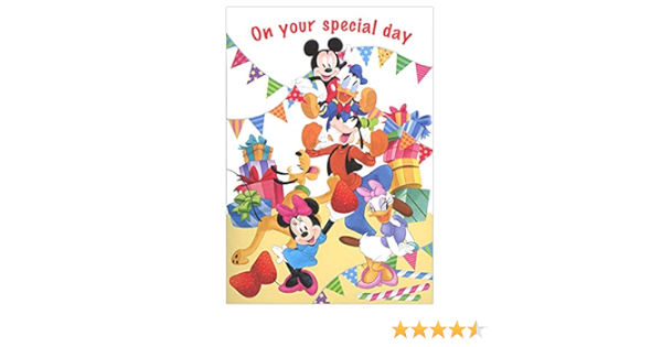 Amazon バースデーカード メロディカード ディズニー 誕生日パーティー Eao 784 9 二つ折り ホールマーク ファンファーレ風ソング オルゴール Birthday Card お誕生お祝い 封筒 はがき レター用品 文房具 オフィス用品