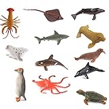 12プラスチックペンギンイルカ海洋動物モデル図Sea Creature子供プレゼント