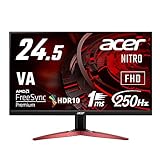 Acer ゲーミングモニター 24.5インチ VA 非光沢 フルHD 1ms 240Hz HDMI (250Hz DisplayPort/オーバークロック) AMD FreeSync™ Premium HDR 10 スピーカー内蔵 ヘッドホン端子 VESAマウント対応 チルト KG251QZbmiipx