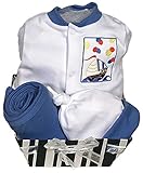 Raindrops Delightful Brights Sailboat Footie Gift Set, Royal Blue/Black, 3-6 Months, 4 Piece by Rain