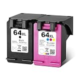 再生インクカートリッジ 64個 HP 64XL 64 XL Envy Photo 6220 6255 7155 7120 7130 7132 7158 7164 7800 7820 7830 7855 7858 7864プリンター用 ブラック 1 トライカラー コンボパック