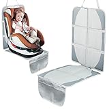 IntiPal チャイルドシート マット 保護 シートカバー 車 シートプロテクター カー ジュニアシート 子供ベビー 座席 汚れ防止 耐磨耗 クッション ラバー滑り止め シルバーグレー