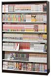 漫画1078冊 収納力２倍のひな壇式 コミック本棚 幅119cm ディスプレイスタンド3セット付 ナチュラル/ダークブラウン2カラー展開 (ダークブラウン)