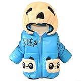 【SEBLES】かわいい パンダ デザイン あったか ベビー コート (M, ブルー)