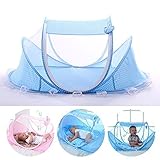 LUCKSTAR Baby Travel Bed - Fold Baby Bed Mosquito Net Netting Play Tent House for Baby/Kids (Blue) [