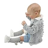 Aliciga ニット カーディガン 子供服 セーター 無地 Oネック 長袖 ポンポン スクール 学生 男の子 女の子 兼用 80/90/100/110 かわいい 柔らかい 春夏秋冬あったか 保温 冷