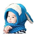 beauty factory うさちゃん風 ニット帽 帽子 ベビー キッズ 赤ちゃん 子供 選べる 5色 (青)