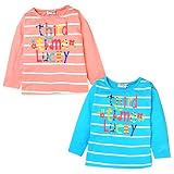 (ピンク/95cm)子供服 女の子 Tシャツ 長袖 ロゴプリント ボーダー柄 女児 ベビー