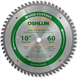 Oshlun SBW-100060N 10-Inch 60 Tooth Negative Hook Finishing ATB Saw Blade with 5/8-Inch Arbor for Sl