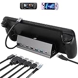スチームデッキ用ドッキングステーション、V VCOM 7-in-1 Steam Deck Dock ROG Ally HDMI 4K@60Hz、DisplayPort、ギガビットイーサネット、3 USB-A 3.0、USB-C充電ポート付き Steam Deck対応