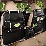 PUレザー 車の後部座席用収納用具 2パック MLOVESIE 子供のおもちゃ ボトル ティッシュボックス 携帯電話 iPadタブレット 傘などに ブラック ML-SBKSTG012 BK