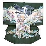 お宮参り着物 正絹 男の子のお祝い着(初着・産着) 日本製「深緑 鷹と小槌」HBU798