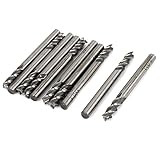 uxcell エンドミルフライス　4mm x 4mm　HSSストレートシャンク　3フルート　10個入り