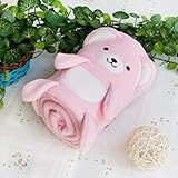 [ Happy Bear – ピンク]刺繍入りアップリケコーラルフリースBaby Throw Blanket ( 42.5 by 59.1 inches )