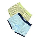 Prettyia 2枚　4-11歳　男の子　綿　下着　ボクサーブリーフ　パンツ　ショーツ　ストライプ柄　快適　全5サイズ2色 - 青+緑, 150cm