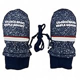 ミトン ベビー 男の子 グローブ 手袋 裏ボア ひも付 英字 ネイビー 3-4才
