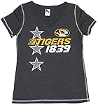 NCAA Officially Licensed Missouri Mizzou Tigers Women 's Tri StarグレーVネックシャツ L