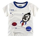 Plus Nao(プラスナオ) 半袖 Tシャツ プリントTシャツ カットソー トップス 夏 子供服 男の子 男児 キッズ KIDS ナンバープリント 動物 クル 130 ホワイト