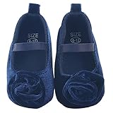 Domybest春秋 子供靴 子供用ファーストシューズ 布靴 女の子 布花を飾る 出産お祝い 誕生日 プレゼント 写真小道具 暖かく保つ 柔らか 滑り止め 2色