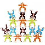 Toyssa Wooden Stacking Games Monkeys Interlock Toys Balancing Blocks Games Toddler Educational Toys 
