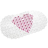 Sasairy バスマット お風呂マット 滑り止め 透明 浴室用 吸盤付き ソフト 防カビ 丸洗い 転倒防止 浴室用 入浴マット 絵柄 バスルームマット ローズレッド