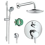Hansgrohe KSH04231-27474-66PC Raindance Downpour Air Showerhead Kit with Handshower Wallbar Thermost