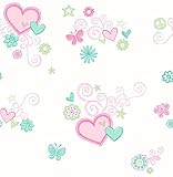 Brewster 2679-002153 Kids Heart Felt Green Hearts Wallpaper by Brewster