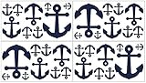 Anchors Away Nautical Navy and White Baby and Kids Wall Decal Stickers - Set of 4 Sheets [並行輸入品]