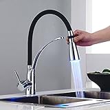 Windy　キッチン　蛇口　キッチン　水栓　混合水栓　キッチン用水栓　シングルレバー　　360度回転　引き出せる　冷温切り替え　LEDシャワーヘッドタイプ