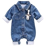 YY-Natuhi ベビー服 女の子 男の子 ロンパース カバーオール 新生児 秋冬 長袖 赤ちゃん 肌着 ボディスーツ 着ぐるみ コットン 出産祝い 男女兼用 かわいい デニム (80cm)