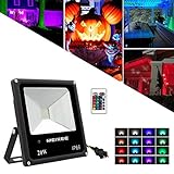 MEIKEE 20w フラッドライト RGB LED投光器 リモコン操作 防水仕様IP66 赤・緑・青 16色イルミネーション 投光機 舞台照明 看板灯 作業灯 ワークライト リモコン付きクリスマスデ
