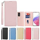 Eastwave for Galaxy A53 5G ケース ギャラクシー A53 5G SC-53C SCG15 ケース 手帳型 for Samsung A53 5G caseストラップ付き PU皮革 明るい色 内蔵マグネット 携帯カバー カードポケット スタンド機能 便利 ピンク