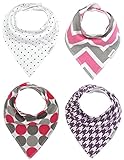 StoreofbabyJP　ベビー＆キッズ用　ビブ　保暖　スタイ　防寒　秋冬　暖かい　赤ちゃん用　よだれかけ　子供　小物　コットン　柔らかい　三角　調整可能　4枚セット… (パープル)