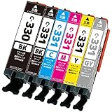 BCI-331 (BK/C/M/Y/GY) ＋ BCI-330 BK (ブラック) 【6色マルチパック】 最新 互換 インクカートリッジ 《ICチップ搭載・残量表示対応》 331 330 インク BCI-331+330/6MP Canon キャノン 純正と併用可能 (対応機種: PIXUS - TS8530 TS8630 TS8730 TS8830)【STAR JET製】