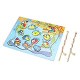 Domybest　子供おもちゃ　さかなつり　木製　魚釣りゲーム フィッシングゲーム 釣り遊び マグネット　木のおもちゃ パズル　知育玩具 親子