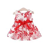 Pojour 夏 1-6歳キッズ印刷ドレス 子供かわいいワンピース 袖無し 通気 綿 赤(100cm)