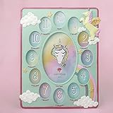 mozllyミントグリーンユニコーン赤ちゃん最初年コラージュ4 x 6インチフォトフレーム – Nursery Decor – Item # 105027