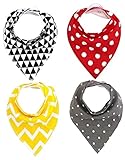 Raymoon ベビー用　軽くて柔らかい　バンダナ お食事エプロン 三角スナップビブ よだれカバー 調節可能 洗い替え100％コットン 厚手スカーフ風 カワイイ 出産祝い 贈り物　5枚セット