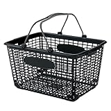 KAWAJUN (カワジュン) 買い物かご ［ 中(29ﾘｯﾄﾙ)・W47.7cm×D34.2cm×H25.7cm ］ ショッピングバスケット （ マイバスケット/収納/洗濯/キャンプ/日本製 ） ブラック（取手ｸﾞﾚｰ） 29RBK GB578