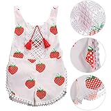 PER ベビーカバーオール　ベビー服　バックレス　袖なし　苺プリント　レース飾り　可愛い　快適　女の子　0～24ヶ月 (90cm)