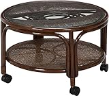 不二貿易 キャスター 付 ラウンド テーブル ダークブラウン 96434