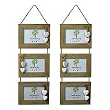 Nicolaばねトリプル木製3フォトHanging画像フレームwithホワイトHearts – 6 x 4 " – パックof 2