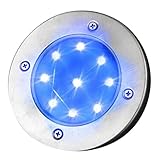 hjuns-Wu 5色光源 九つLED電球 埋め込み式 ガーデンライト 地上ランプ 屋外光路庭装飾 埋め込み式防水ライト 防犯ライト ガーデン、庭、芝生、公園に適うアウトドア用ライト Ｄ:青色光