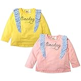 (ピンク/80cm)ベビー服 女の子 Tシャツ Whole ホール 長袖 フロントフリル装飾 襟元後ろゴム入り 裾テールカット ロゴプリント 女児 ベビー