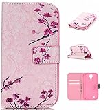 UNEXTATI Galaxy S4 ケース 高級 PUレザー 手帳型ケース 液晶保護 カバー カード収納 Samsung GalaxyS4 用 Case Cover (ピンク #3)