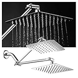 HotelSpa Large 8インチステンレススチールSlimline Square Rainfallヘッドソリッド真鍮調節可能な拡張子アーム