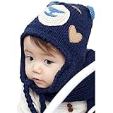 Mir・Mira(ミル・ミラ)にっこりクマさん　ハートほっぺ　子供ニットキャップ　パイロットキャップ　冬 ベビー帽子　エルフ マウス　帽子　耳キャップ　耳当て　子供女　新生児　衣装　子供服　アクセサリ