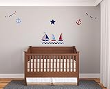 ベビーボートNautical Red壁画Ocean子供海アンカーブルー部屋寝室保育園壁デカールステッカービニール