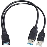 KAUMO USB3.0電源補助ケーブル メス(USB3.0) オス(USB3.0+USB電源補助) 30cm 二股 2分岐ケーブル